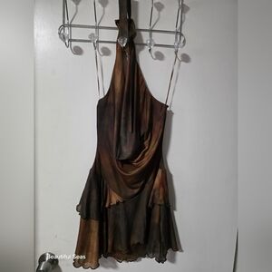 Elegant Brown Halter Dress